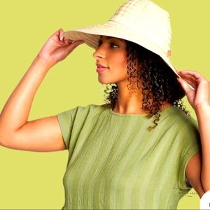 San Diego Hat Company Light Tan Women's Large Brim Ribbon Hat with a Bow OS